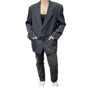 Vintage Yves Saint Laurent YSL Oversized Gray Pin Stripe Wool Sport Coat Blazer